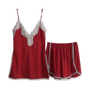 夏季莫代尔性感睡衣女加长吊带裙短裤两件套加大码宽松胖mm家居服