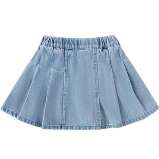 巴拉巴拉童装女童短裙牛仔百褶裙2026春秋新款半身裙儿童裙子百搭
