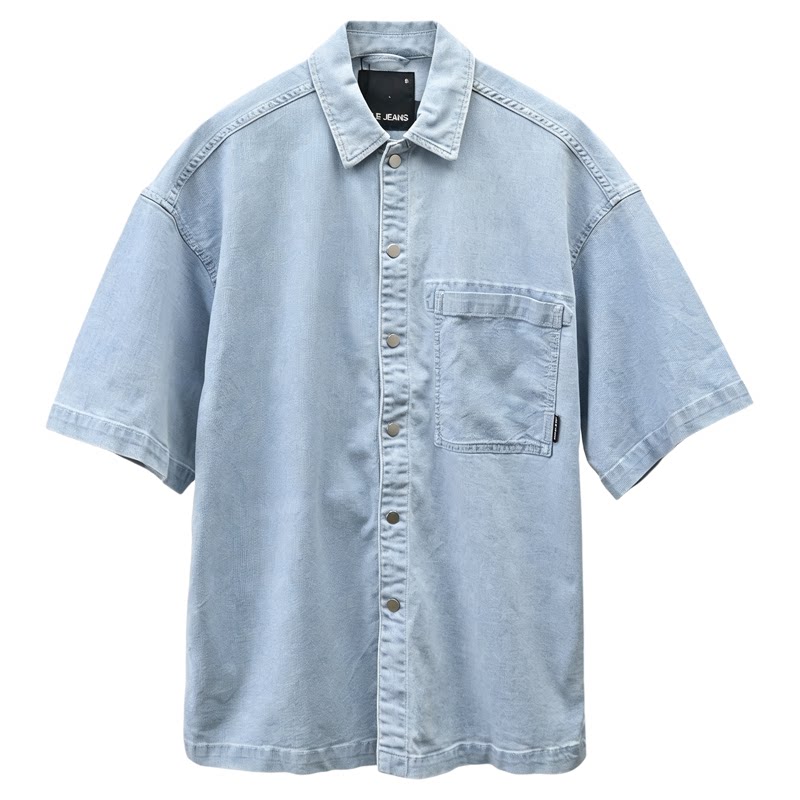 ABLEJEANS男士牛仔短袖衬衫宽松