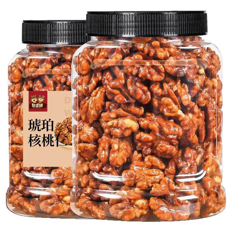 憨豆熊琥珀核桃仁500g熟新货核桃坚果干果果仁孕妇休闲零食