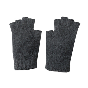 秋冬保暖毛线半指手套羊绒针织护手腕女露指半截漏指百搭办公写字