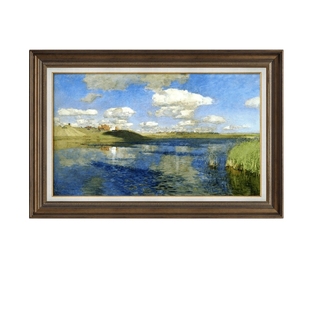 餐厅装饰画世界名画小众艺术风景壁画饭厅玄关挂画欧式列维坦油画