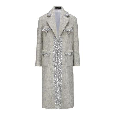 AGAM千金风毛呢拼接大衣半裙套装