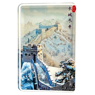 冰箱贴文创北京故宫天坛瑞雪飘雪流沙亚克力磁吸冰箱贴旅游纪念品