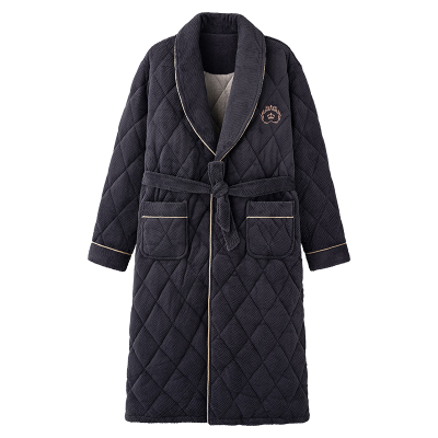 珊瑚绒夹棉睡袍不起球不褪色