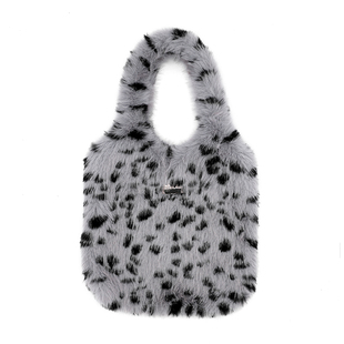 木与石单肩包女大容量秋冬豹纹毛绒包包毛茸茸大学生通勤大托特包