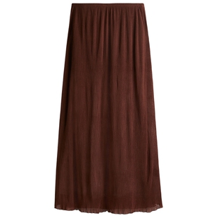 HM半身裙冬季时尚女装褶纹半身长裙1290511