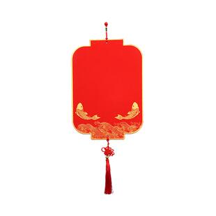 烫金灯笼宣纸国潮宫灯硬卡纸双面万年红福卡中国风新年节日喜庆挂饰中国结挂件手写国画书法作品宣纸加厚扇面