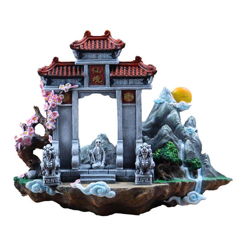 新中式树脂办公室盆栽微景观摆件