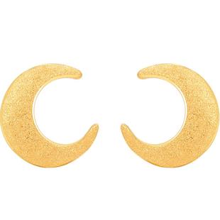 明牌珠宝黄金耳钉 足金月亮心悦耳钉时尚珠宝耳饰简约女 AFH0060