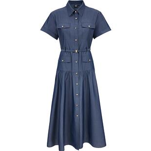 Vero Moda连衣裙夏季含棉腰带装饰A字纯色长裙3252SZ005