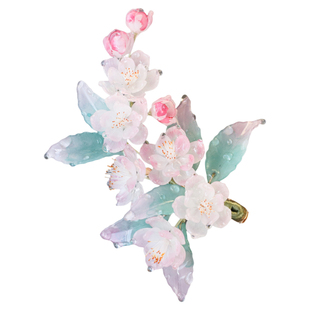 海棠无香 热缩花簪原创国风发夹新中式簪子步摇对夹汉服头饰古风