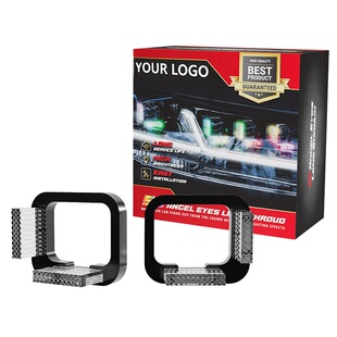 超薄款方形矩阵5D一体罩天使眼车灯升级改装LED透镜装饰罩灯罩框