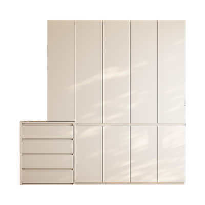 2025新款奶油白全实木衣柜带斗柜