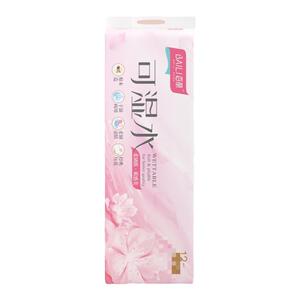 【正品保障】百丽卫生纸可湿水印花无芯12卷卷纸
