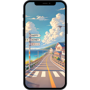 日式沿海街道治愈风景壁纸iphone苹果安卓手机电脑ipad平板壁纸