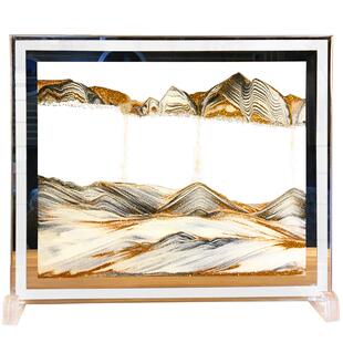 3d艺术玻璃流沙画创意沙漏摆件解压生日礼品办公室工艺品刻字定制