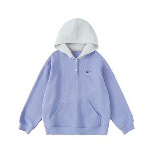 cicochild26春款中大女童异质拼接连帽卫衣内里磨绒运动带帽外套