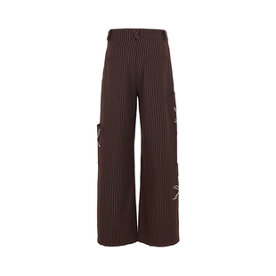 Howwell 25AW 王楚然明星同款酒红密林提花口袋刺绣垂感阔腿西裤