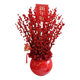 银柳真花鲜枝批发室内装饰干花客厅摆件水培植物红色年宵花卉福桶