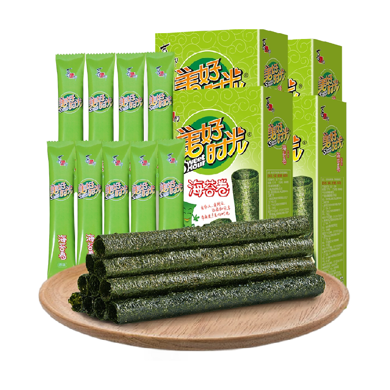 喜之郎美好时光原味海苔卷26.5g*4盒36支独立包装紫菜儿童零食