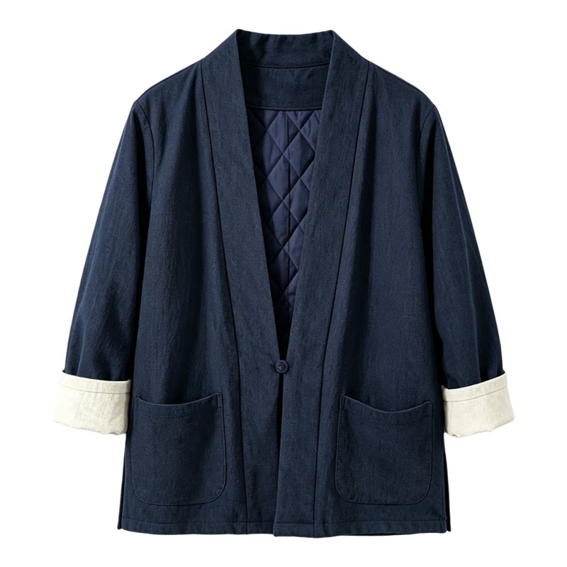 亚麻唐装冬季棉衣男士民国茶服