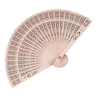 古风折叠香木扇子中国风礼品檀香扇镂空扇全木扇舞蹈扇子随身携带