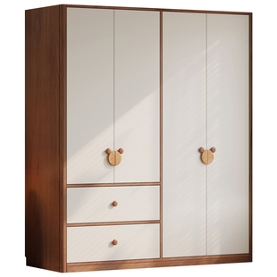 国补新款全实木儿童衣柜组合中古风定制男孩女孩小户型收纳衣橱