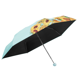 天堂伞官方旗舰店正品2026新款油画风五折晴雨伞女小巧轻便遮阳伞