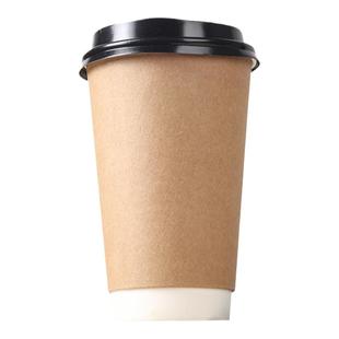一次性咖啡杯带盖牛皮纸杯子加厚热饮奶茶打包杯外带家用商用定制