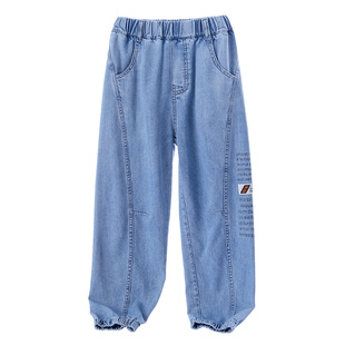 男童冰丝牛仔裤薄款夏装2026新款儿童裤子防蚊夏季中大童男孩长裤