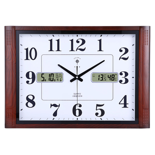 北极星大尺寸客厅挂钟方形时尚石英钟创意电子万年历日历家用钟表