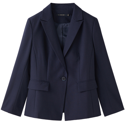 藏蓝收腰气质通勤长袖西装套装