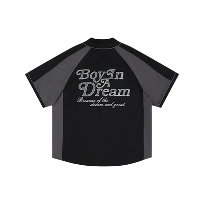 Atry插件拼接美式短袖开衫衬衫