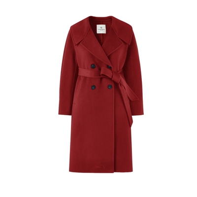 【100%绵羊毛】秋水伊人红色大衣