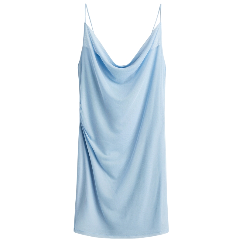 HM女装连衣裙2025年夏季新款气质垂褶网纱背心吊带气质裙1291613