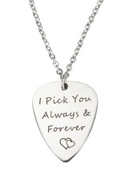 DIY定制银拨片项链吉他刻字