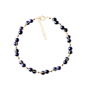 创意女夏简约黑曜石蓝砂石手链ins小众设计原创首饰礼物生日闺蜜