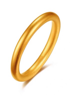 素圈戒指女古法传承仿真黄色指环素戒小众设计2024年新款潮