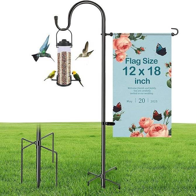 户外花园旗架铁艺支架钩户外牧羊置物架装饰庭院钩插杆四角庭院地