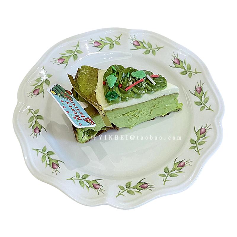 法式复古玫瑰花卉陶瓷蛋糕盘
