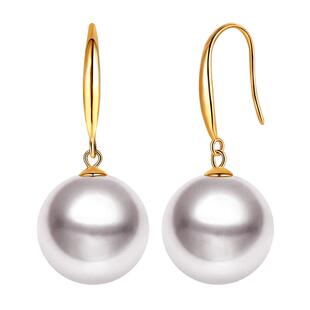 KEZ珠宝天然海水珍珠耳钉akoya耳饰18K金正圆极强光淡水耳环耳坠