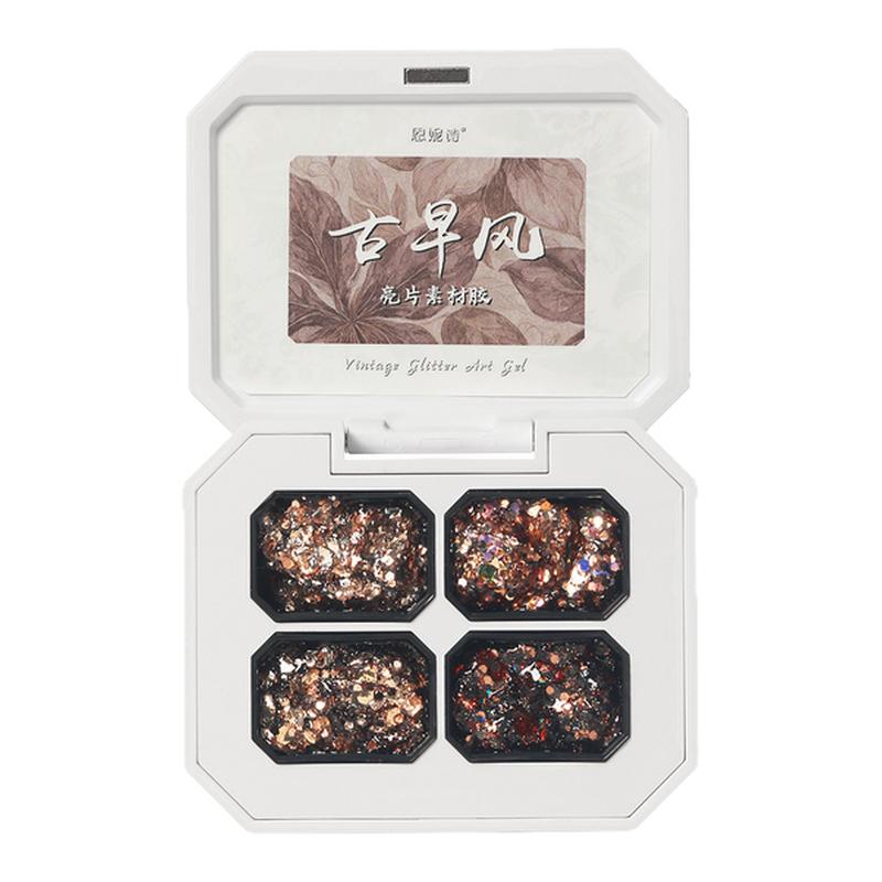 恩妮诗四宫格古早风亮片素材胶