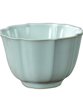 薄胎汝窑主人杯开片可养茶杯