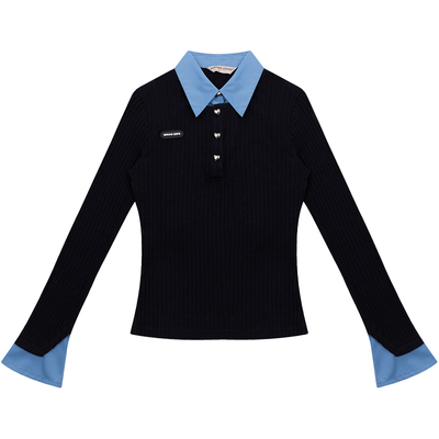 美式复古衬衫拼接毛衣