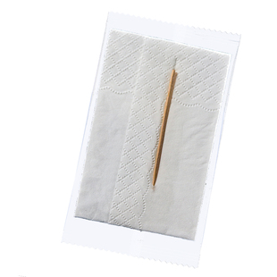 二合一纸巾带牙签透明独立包装外卖餐厅二件套组合手帕商用餐巾纸