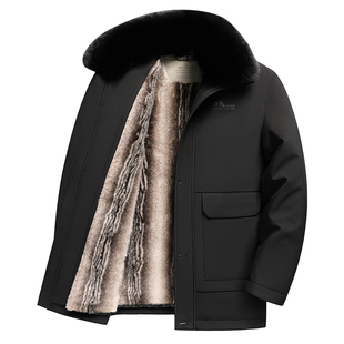 恒源祥集团彩羊中老年人大棉衣男加厚爸爸冬棉袄内胆可脱卸派克服