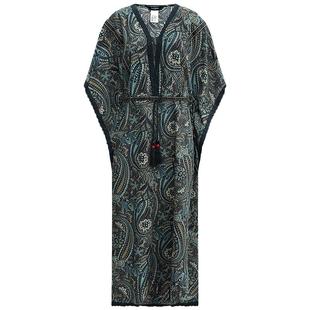 [爆款直降]COCOBELLA波普印花7米+蕾丝镶边蝙蝠袖连衣裙FR7040