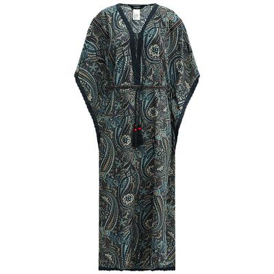 [断码清仓]COCOBELLA波普印花7米+蕾丝镶边蝙蝠袖连衣裙FR7040