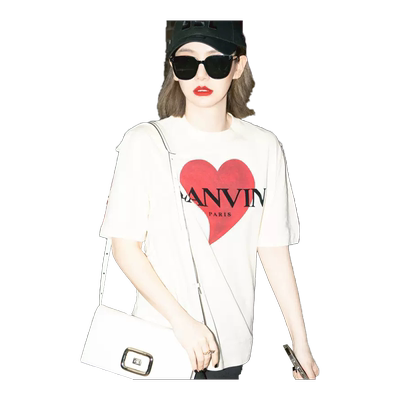 戚薇李承铉同款白色爱心印花短袖